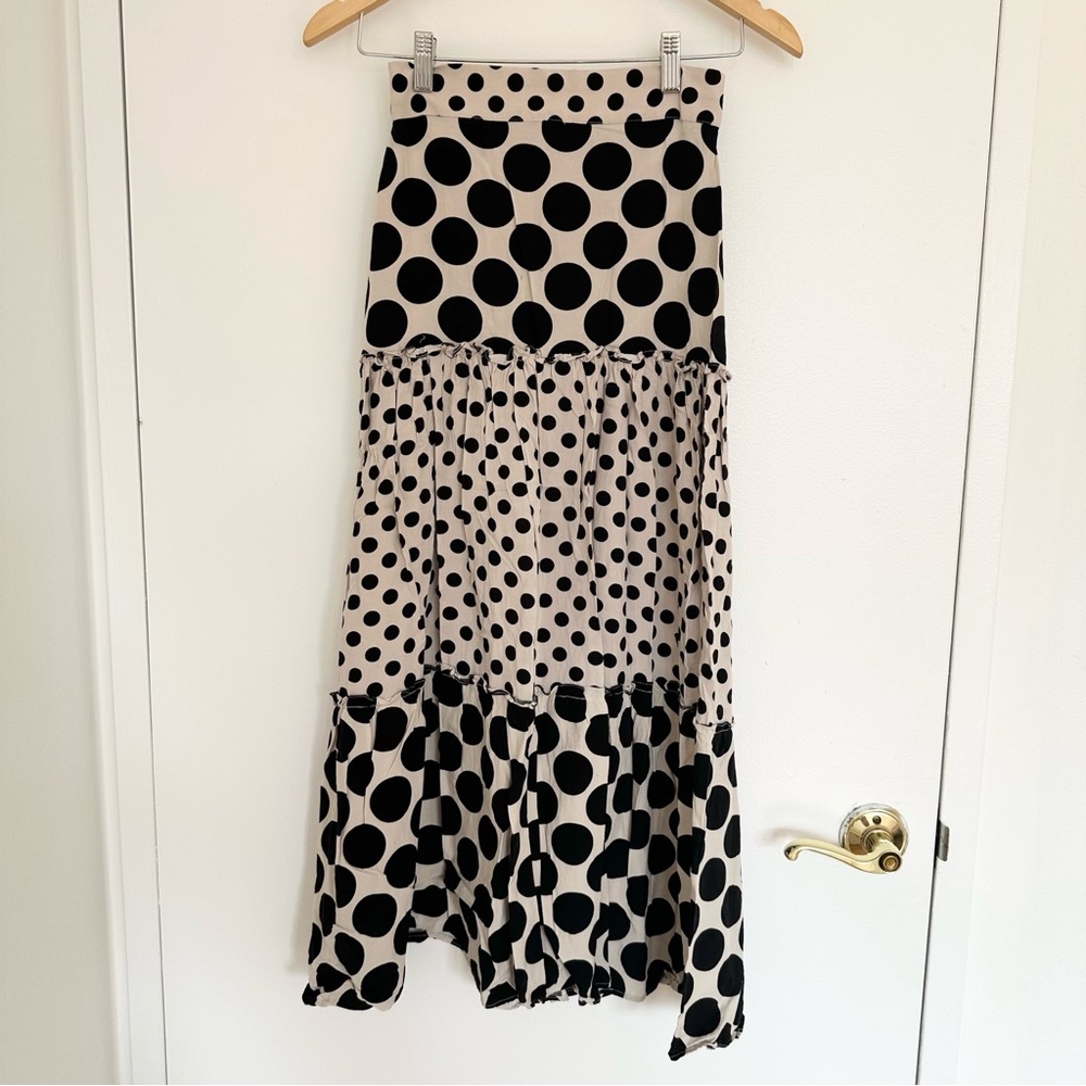 Limited Edition Vintage-Style High-Waist Polka Dot Maxi Skirt